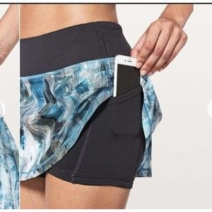 Lululemon Athletica Pace Rival No Panels Patterned Skirt Sz 9 Sun Dazed Blue